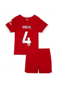 Fotbalové Dres Liverpool Virgil van Dijk #4 Dětské Domácí Oblečení 2023-24 Krátký Rukáv (+ trenýrky)